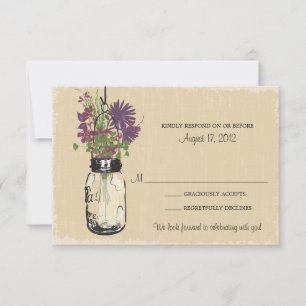 Mason Jar & Wildflowers RSVP Card