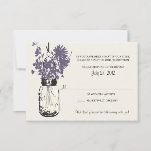 Mason Jar & Wildflowers RSVP Card