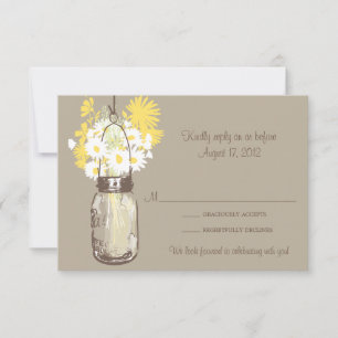 Mason Jar & Wildflowers RSVP Card