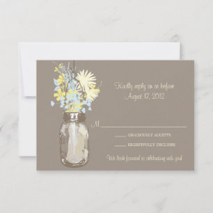 Mason Jar & Wildflowers RSVP Card