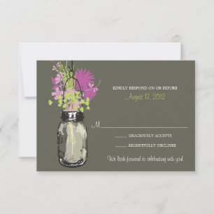 Mason Jar & Wildflowers RSVP Card
