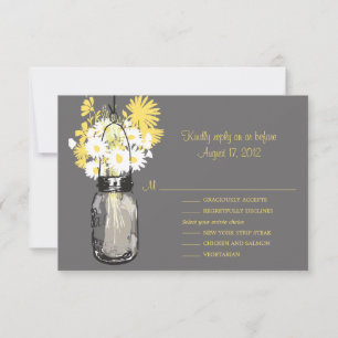 Mason Jar & Wildflowers RSVP & Menu Card
