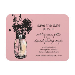 Mason Jar & Wildflowers Save the Date Magnet