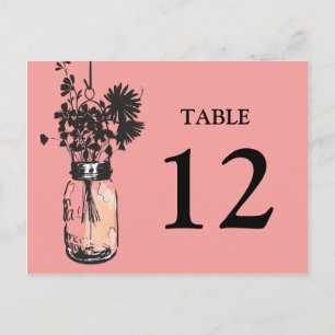 Mason Jar & Wildflowers Table Card