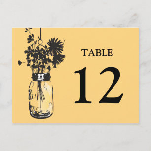 Mason Jar & Wildflowers Table Card