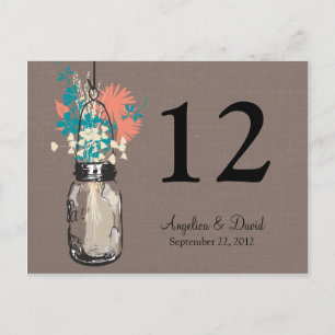 Mason Jar & Wildflowers Table Card