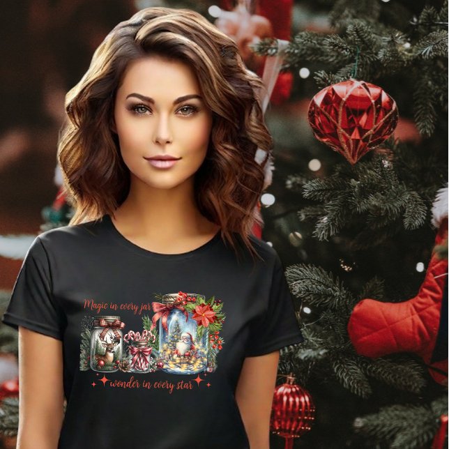 Mason jar winter wonder Christmas Santa Deer Candy T-Shirt (Creator Uploaded)