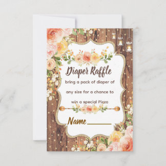 Mason Jar with a rustic flowers diaper raffle card