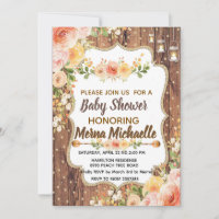 Mason Jar with a rustic flowers  invitation