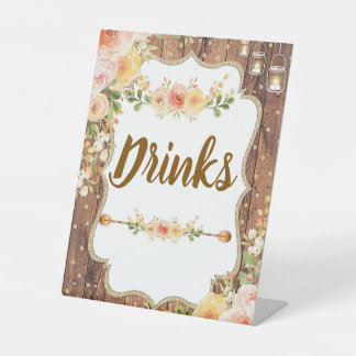 Mason Jar with a rustic flowers table sign