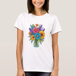 Mason Jar with Beautiful Watercolor Wildflower T-Shirt