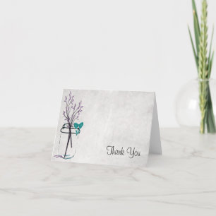 Mason Jar with Purple Branches - Thank You Card