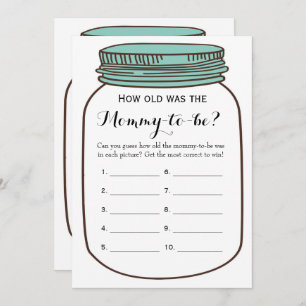 Mason Jars 2x Baby Shower Games- How Old   Advice Invitation