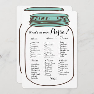 Mason Jars 2x Bridal Shower Games Purse   Wishes Invitation