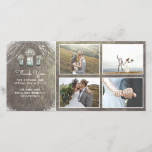 Mason Jars and Baby's Breath Rustic Wedding Thank You Card