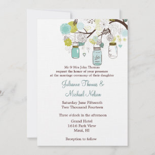 Mason Jars and Flowers Wedding Invitation