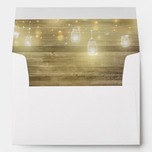 Mason Jars Lights and Wood Rustic Envelope (Back (Bottom))