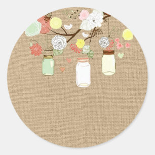 Mason Jars on Faux Burlap Sticker