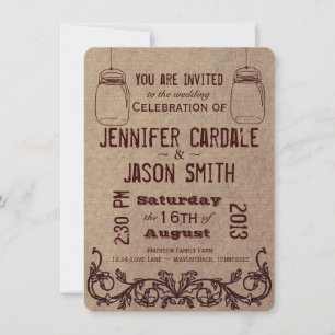 Mason Jars Rustic Country Wedding Invitations