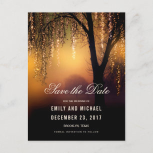 Mason Jars String Lights Elegant save the date Announcement Postcard