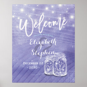 Mason Jars String Lights Wedding Welcome Poster