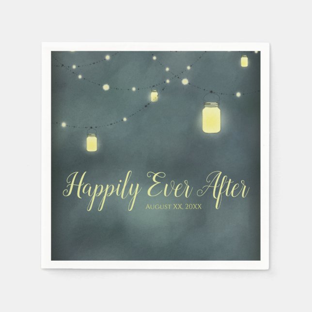 Mason Jars Summer Night Wedding Napkin (Front)