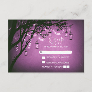 Mason jars tree country rustic wedding RSVP cards