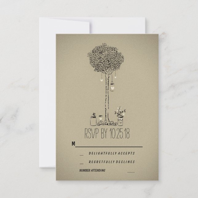 mason jars tree RSVP cards (Front)