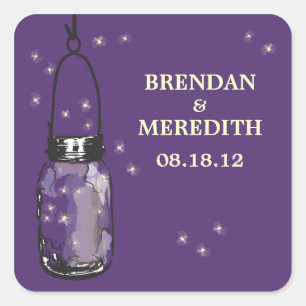 Mason Jars with fireflies Wedding Square Sticker