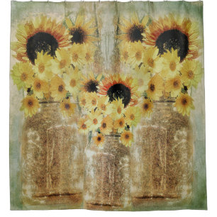 Mason Jars with Sunflowers Shower Curtain