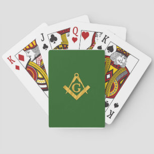Mason Masonic on Green Playing Cards