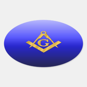 Mason Masonic with Gradient Blue Oval Sticker