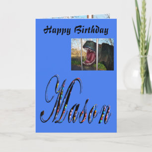 Mason, Name, Logo,  Boys Dinosaur Birthday Card
