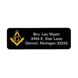 Mason or Masonic Return Mailing Label Return Address Label