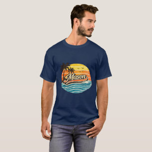 Mason Retro Sunset Name Design T-Shirt