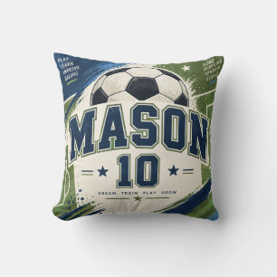 Mason Soccer Number 10 Kids Throw Pillow