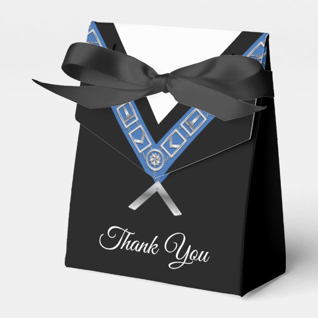 Masonic Black Tuxedo Template Thank You Party Favour Box (Front Side)