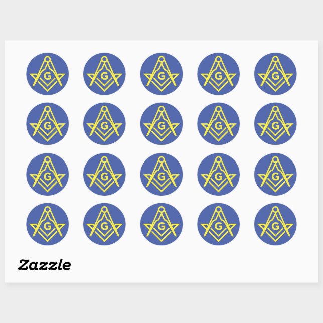 masonic blue classic round sticker (Sheet)