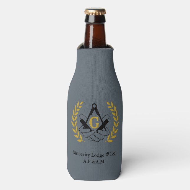 Masonic bottle cosy cooler (Bottle Front)