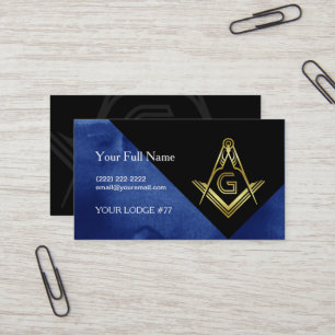 Masonic Business Card Designs Blue Black & Gold