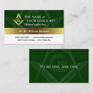 Masonic Business Cards   Green Gold Freemason
