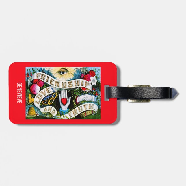 Masonic Colourful Truth Romantic Love Friendship Luggage Tag (Back Horizontal)