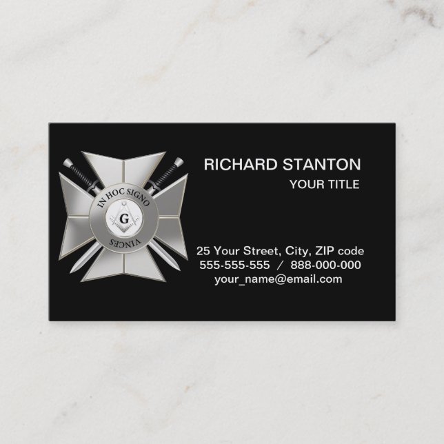 Masonic cross business card (Front)