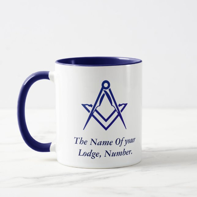 Masonic Freemason Compass Blue Mug (Left)