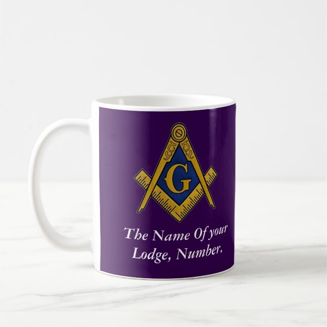 Masonic Freemason Gifts Compass Purple Coffee Mug (Left)