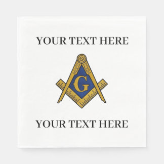 Masonic Freemason Square and Compass Blue  Napkin