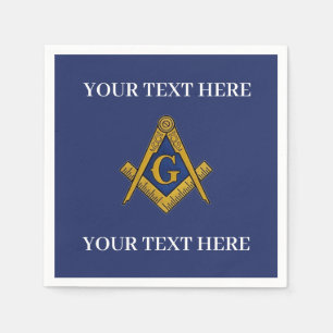 Masonic Freemason Square and Compass Blue  Napkin