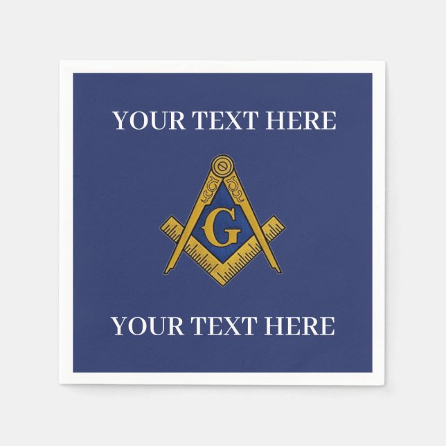 Masonic Freemason Square and Compass Blue  Napkin (Front)