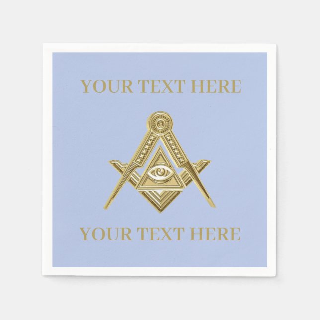 Masonic Freemason Square and Compass Blue  Napkin (Front)