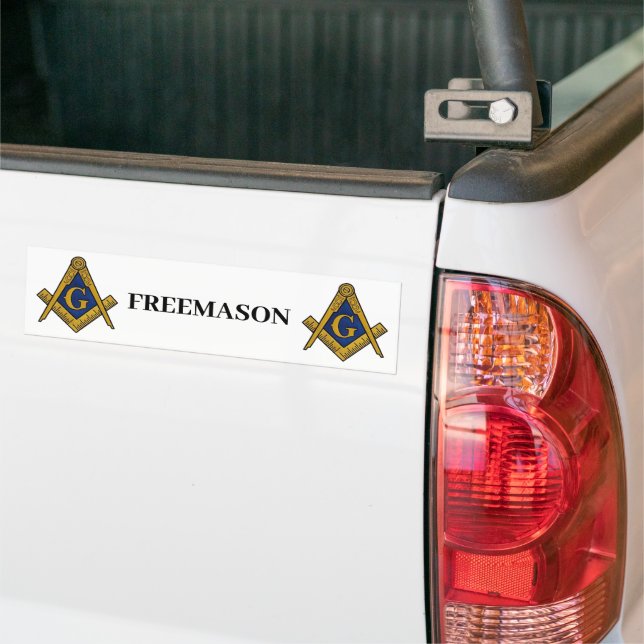 Masonic Freemason Square and Compass Bumper Sticker (On Truck)